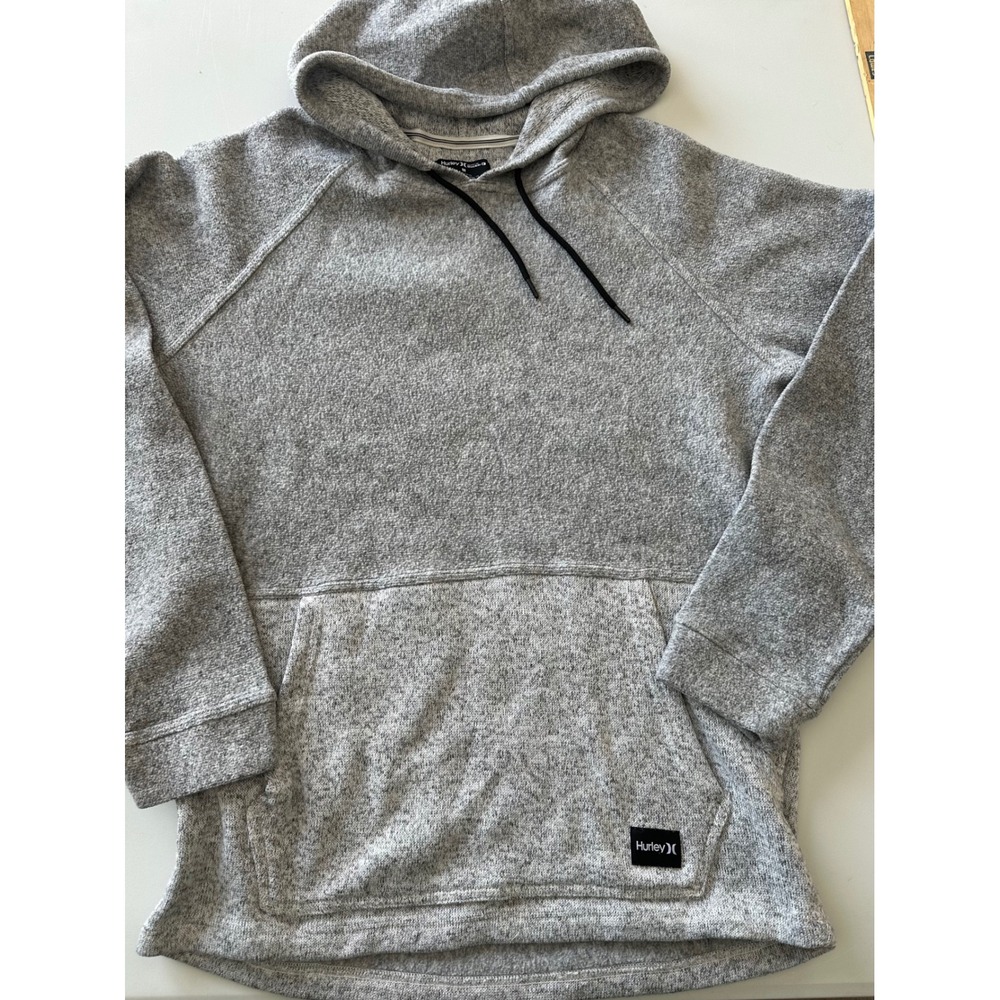 Hurley Buckle Mens Grey Marled Fleece Pullover Hoodie Raglan M